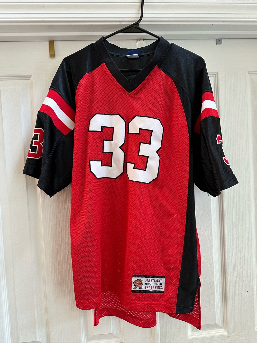UMD Red and Black Men's Jersey with Number 33